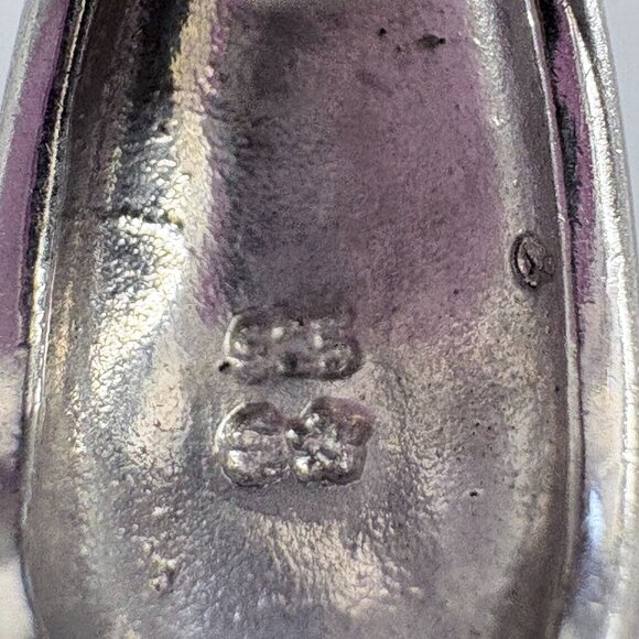 VTG Sterling Silver 925 Blue Opal Crescent Hoop Earrings Size 0.75" Length - Picture 4 of 7